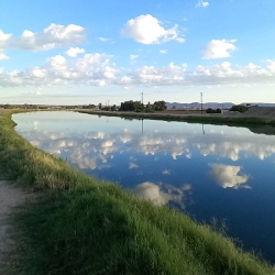 Beautiful views over the canal behind us