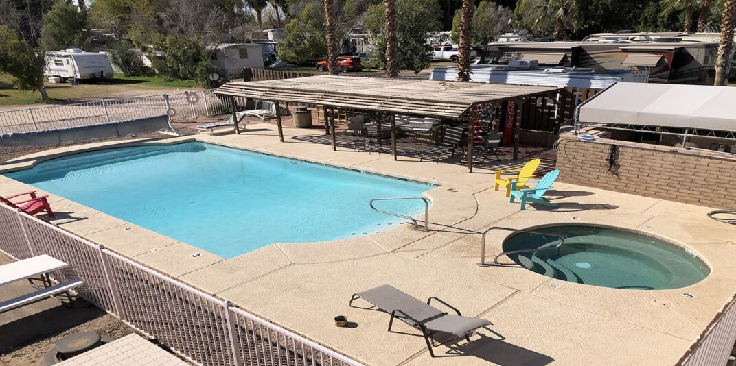 Relax in the Pool and Spa at McCoy Mobile Home and RV Park McCoy